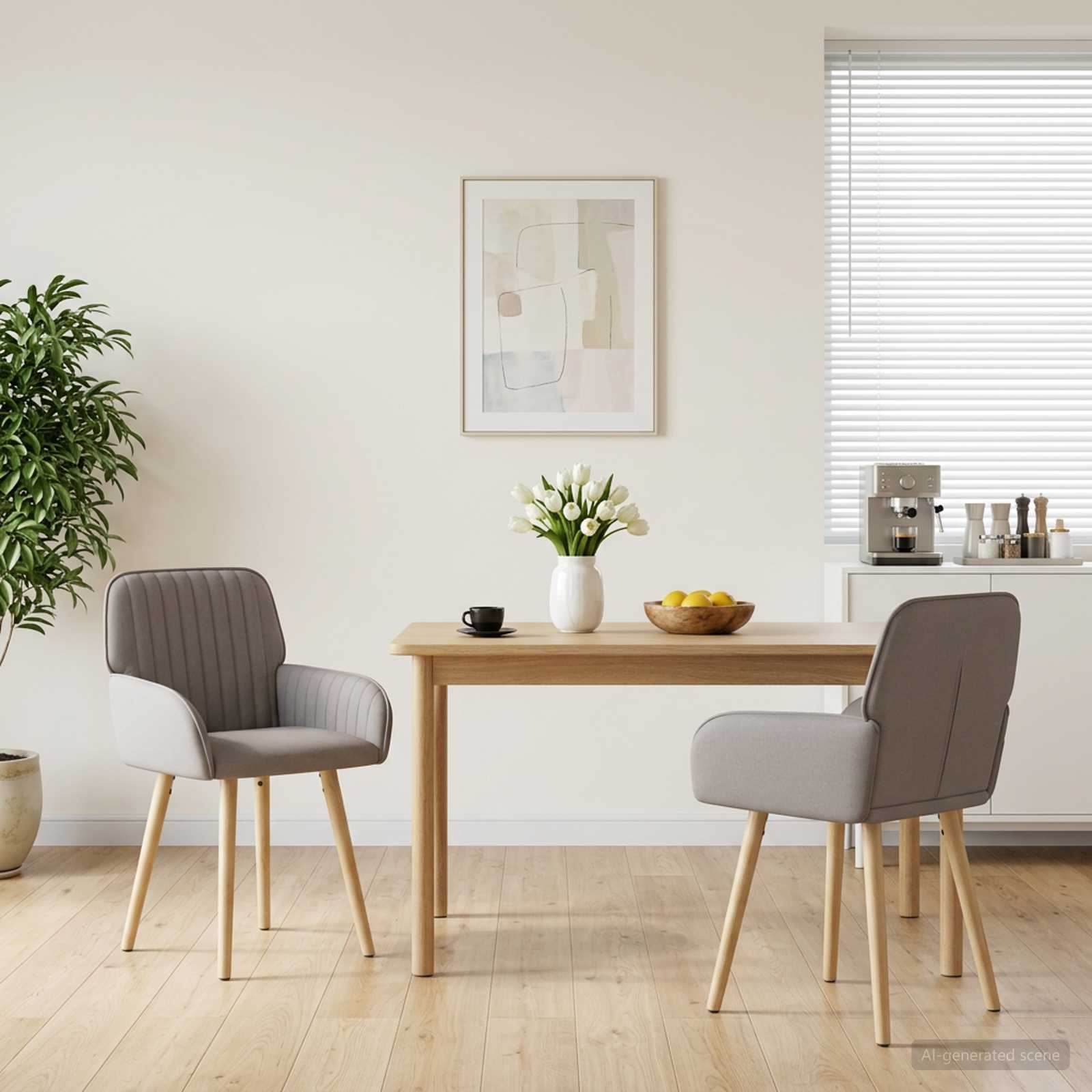 Valgomojo kėdės 2 pcs Audinys Taupe 56,5 x 50 x 87,5 cm