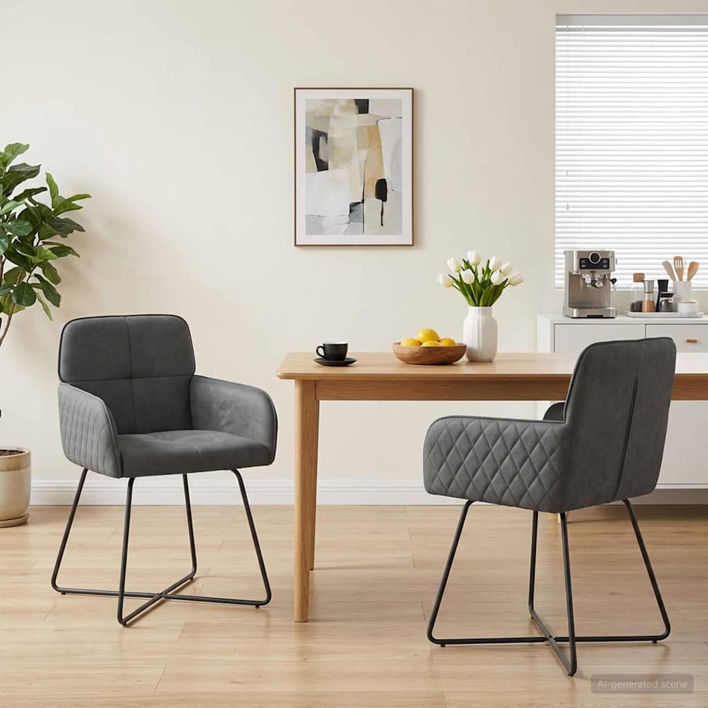Valgomojo kėdės 2 pcs Aksomas Tamsiai pilka 59 x 56,5 x 86 cm
