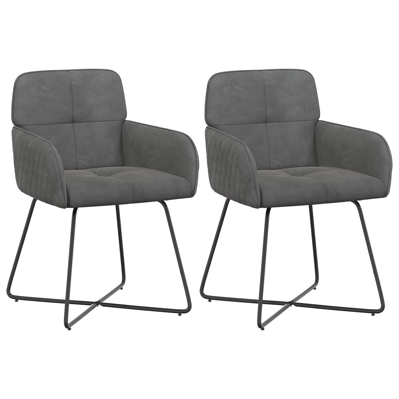 Valgomojo kėdės 2 pcs Aksomas Tamsiai pilka 59 x 56,5 x 86 cm