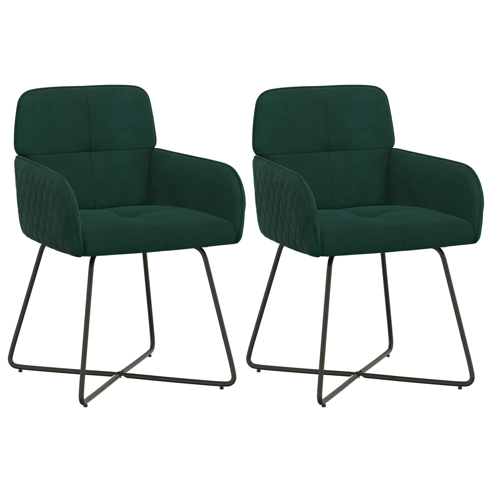 Valgomojo kėdės 2 pcs Aksomas Tamsiai žalia 59 x 56,5 x 86 cm