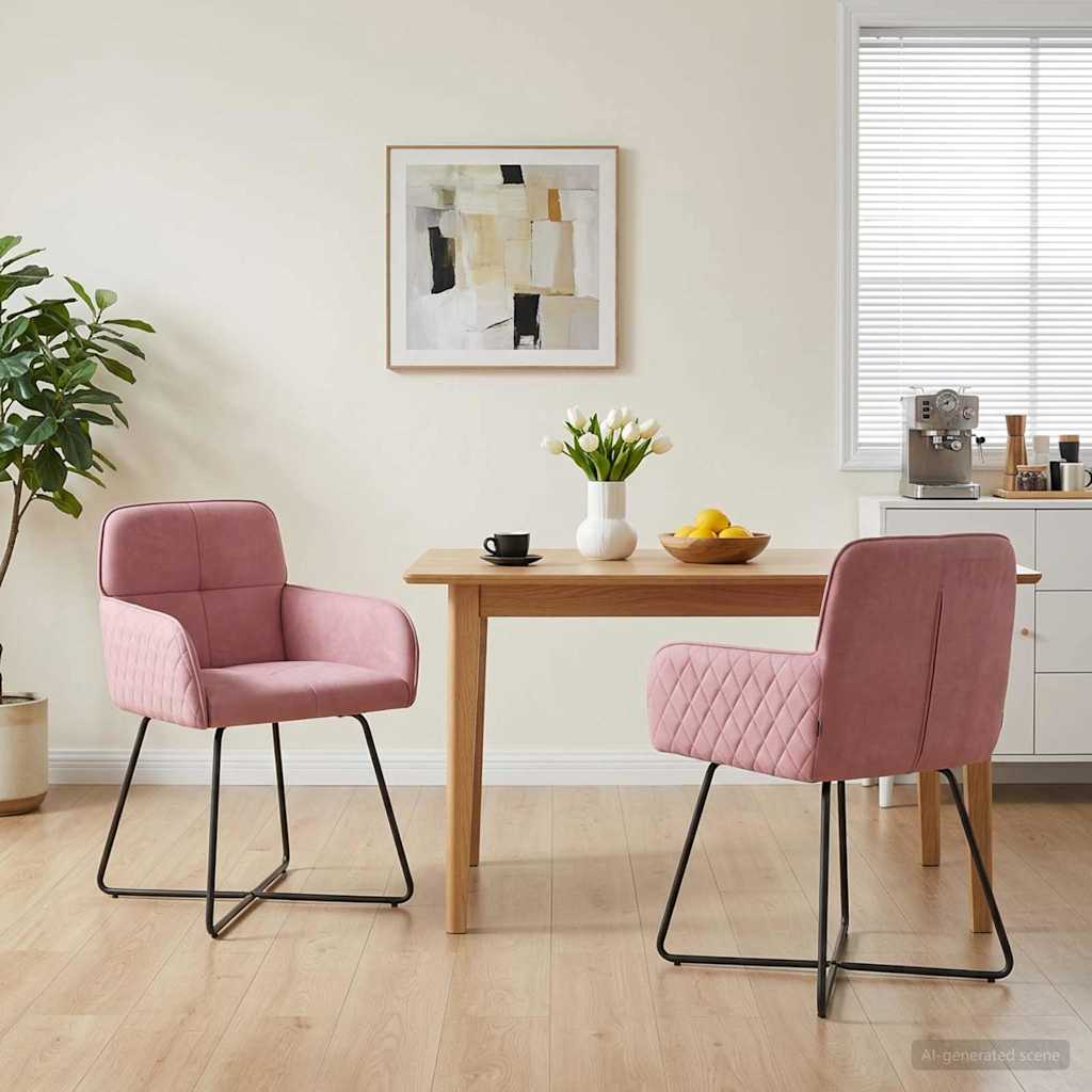Valgomojo kėdės 2 pcs Aksomas Rožinė 59 x 56,5 x 86 cm