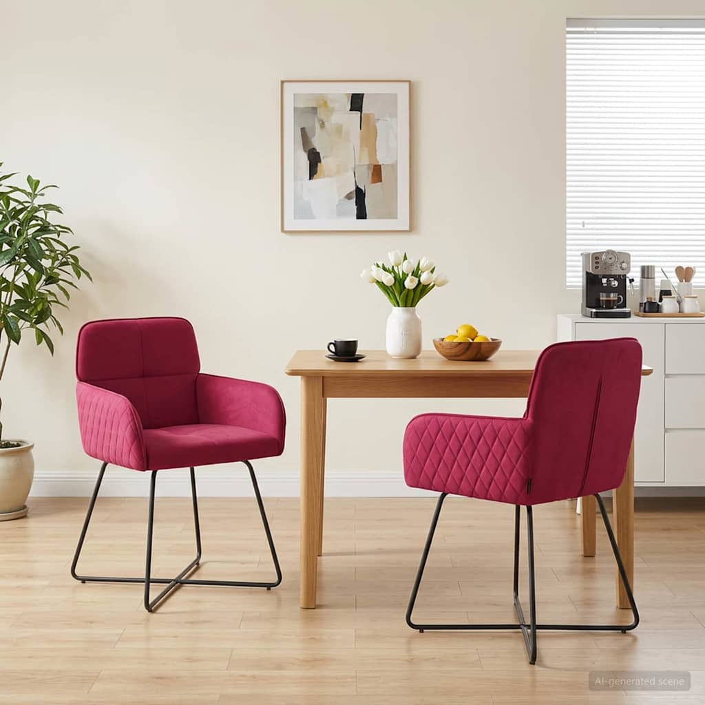 Valgomojo kėdės 2 pcs Aksomas Vyno raudona 59 x 56,5 x 86 cm