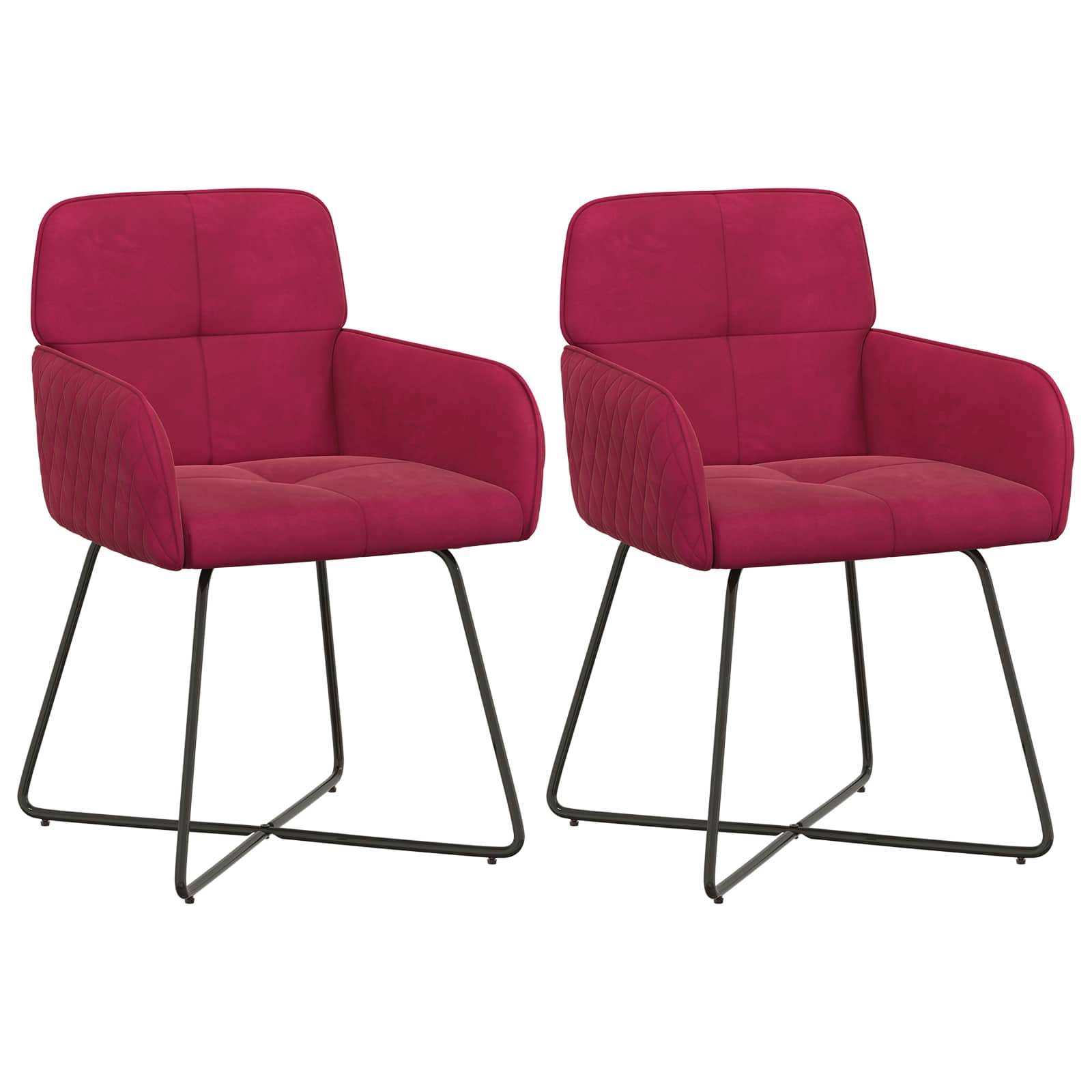 Valgomojo kėdės 2 pcs Aksomas Vyno raudona 59 x 56,5 x 86 cm