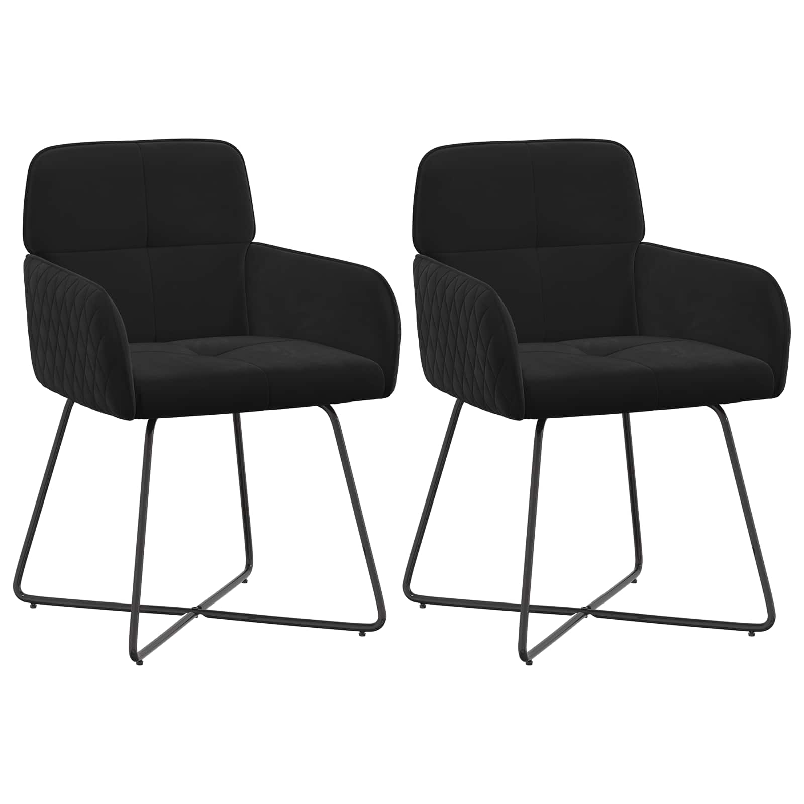 Valgomojo kėdės 2 pcs Aksomas Juoda 59 x 56,5 x 86 cm