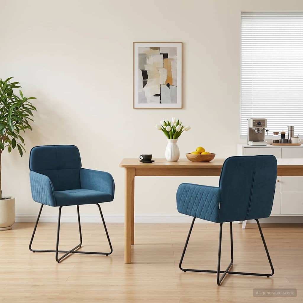 Valgomojo kėdės 2 pcs Aksomas Mėlyna 59 x 56,5 x 86 cm