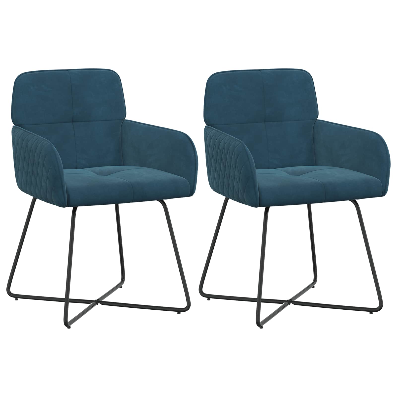 Valgomojo kėdės 2 pcs Aksomas Mėlyna 59 x 56,5 x 86 cm