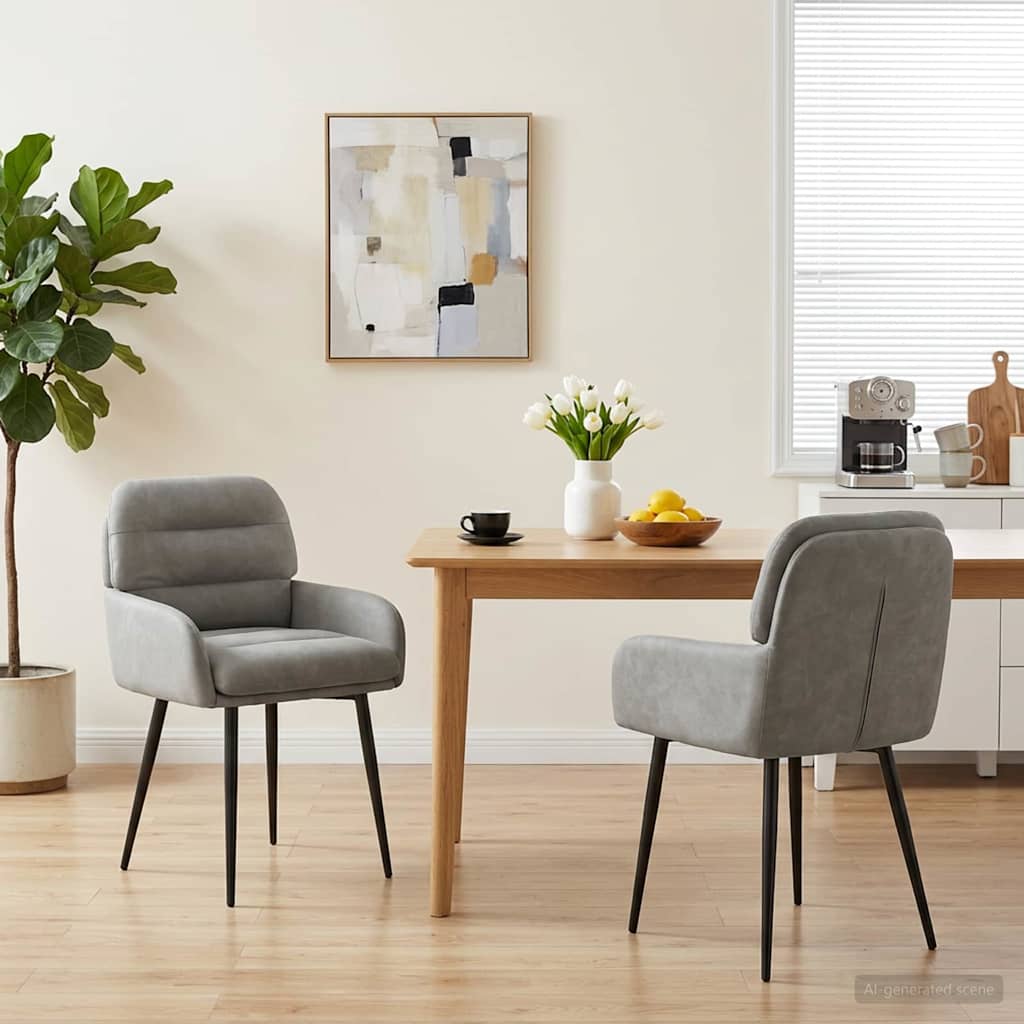 Valgomojo kėdės 2 pcs Aksomas Šviesiai pilka 59 x 59,5 x 90 cm