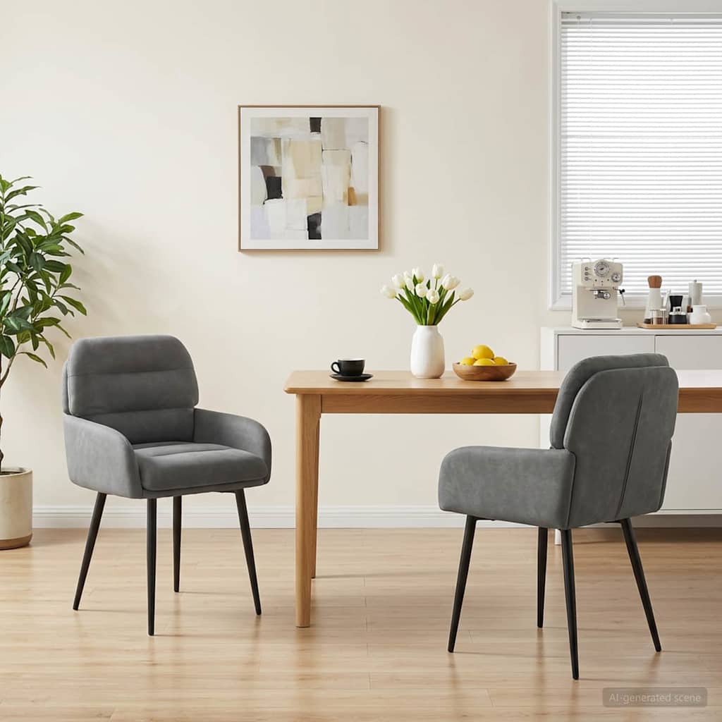Valgomojo kėdės 2 pcs Aksomas Tamsiai pilka 59 x 59,5 x 90 cm