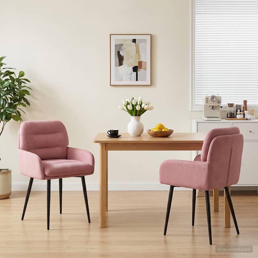 Valgomojo kėdės 2 pcs Aksomas Rožinė 59 x 59,5 x 90 cm