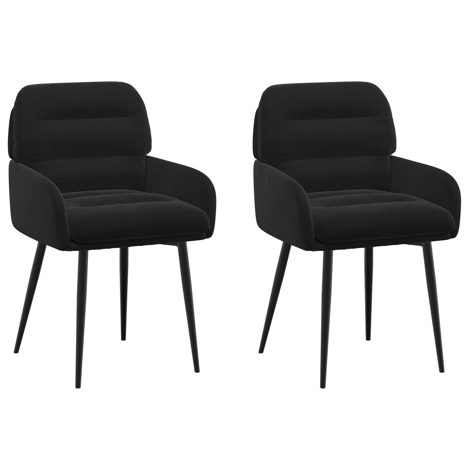 Valgomojo kėdės 2 pcs Aksomas Juoda 59 x 59,5 x 90 cm