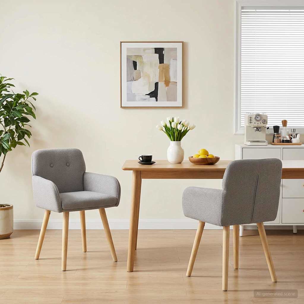Valgomojo kėdės 2 pcs Bouclé Šviesiai pilka 59 x 57 x 85 cm