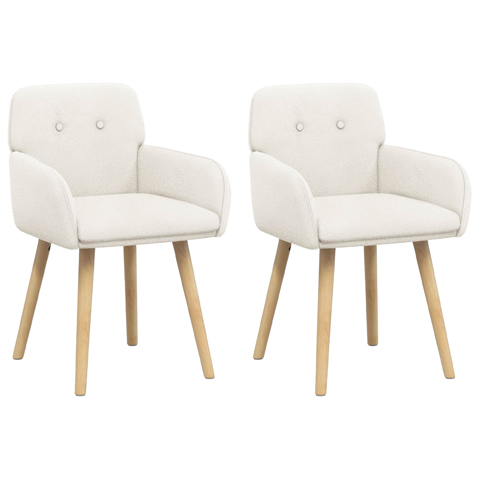 Valgomojo kėdės 2 pcs Bouclé Kreminė 59 x 57 x 85 cm