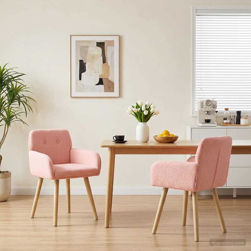 Valgomojo kėdės 2 pcs Bouclé Rožinė 59 x 57 x 85 cm