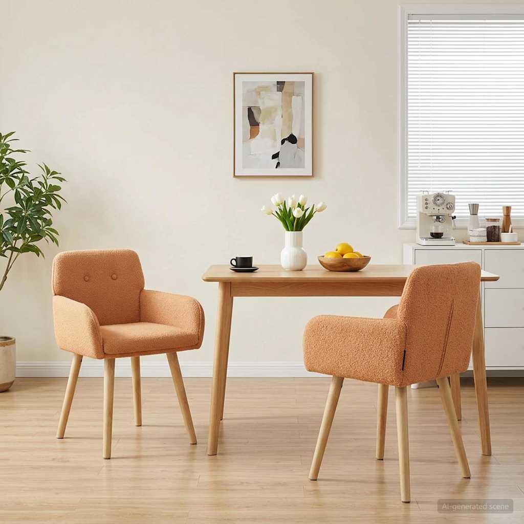 Valgomojo kėdės 2 pcs Bouclé Smėlio 59 x 56 x 86 cm