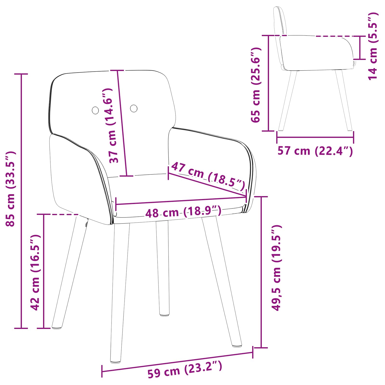 Valgomojo kėdės 2 pcs Bouclé Smėlio 59 x 57 x 85 cm