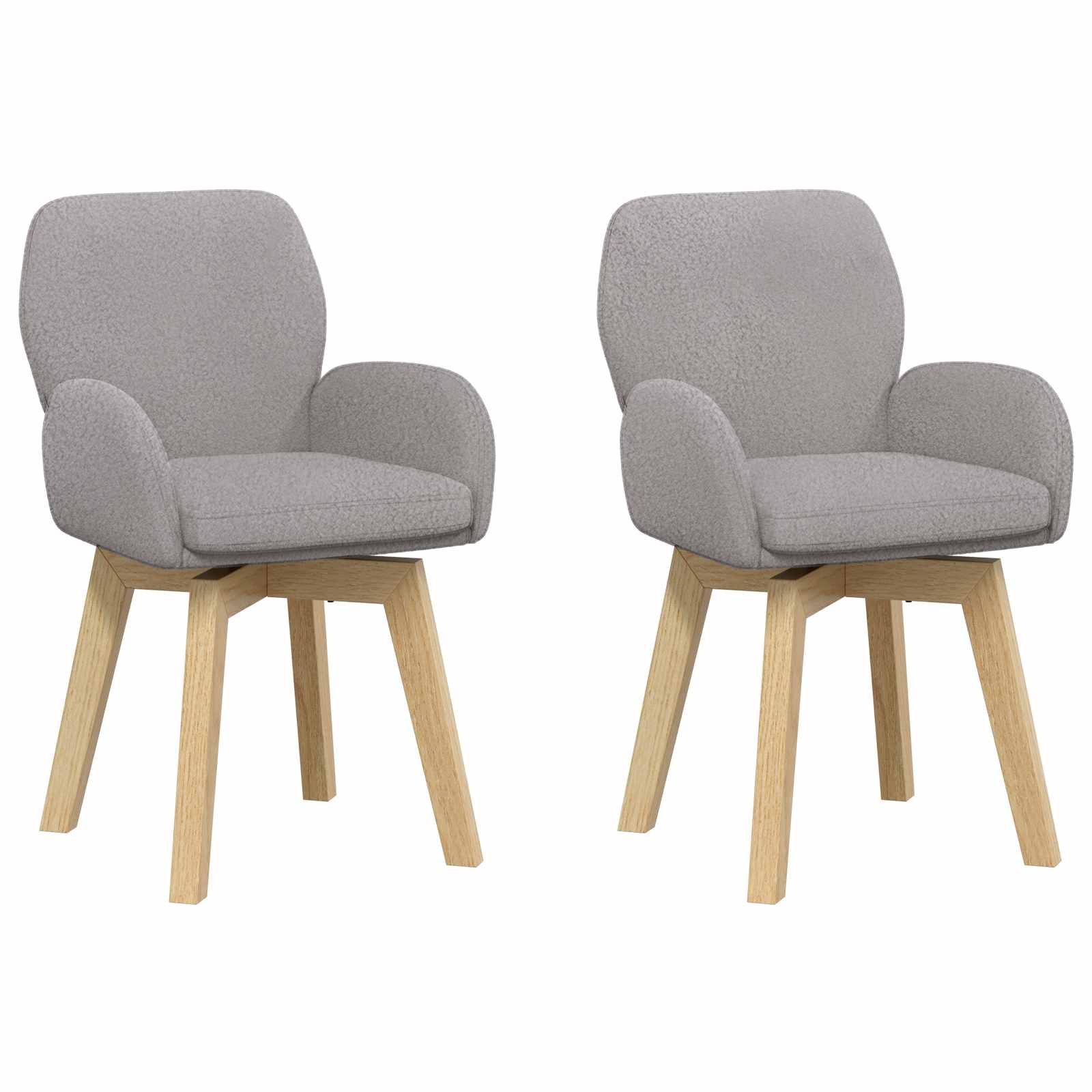 Sukamos valgomojo kėdės 2 pcs Bouclé Šviesiai pilka