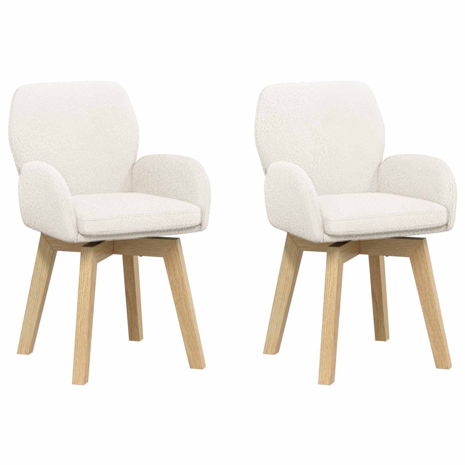Sukamos valgomojo kėdės 2 pcs Bouclé Kreminė 54 x 58 x 87 cm