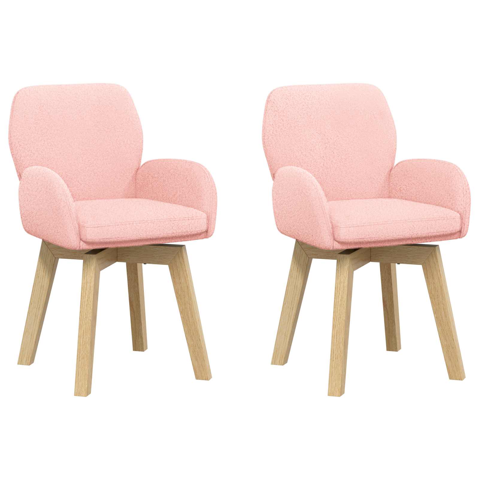 Sukamos valgomojo kėdės 2 pcs Bouclé Rožinė 54 x 58 x 87 cm