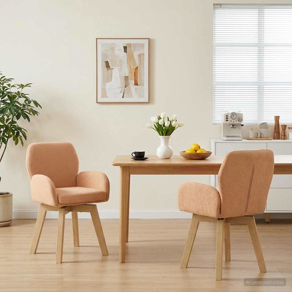 Sukamos valgomojo kėdės 2 pcs Bouclé Smėlio 54 x 58 x 87 cm