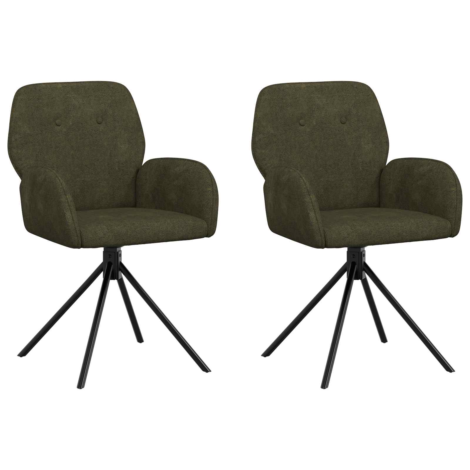Sukamos valgomojo kėdės 2 pcs Dirbtinė suedė oda Armijos Žalia