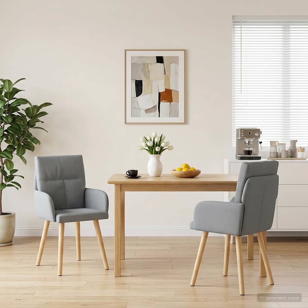 Valgomojo kėdės 2 pcs Audinys Šviesiai pilka 60 x 56 x 96 cm