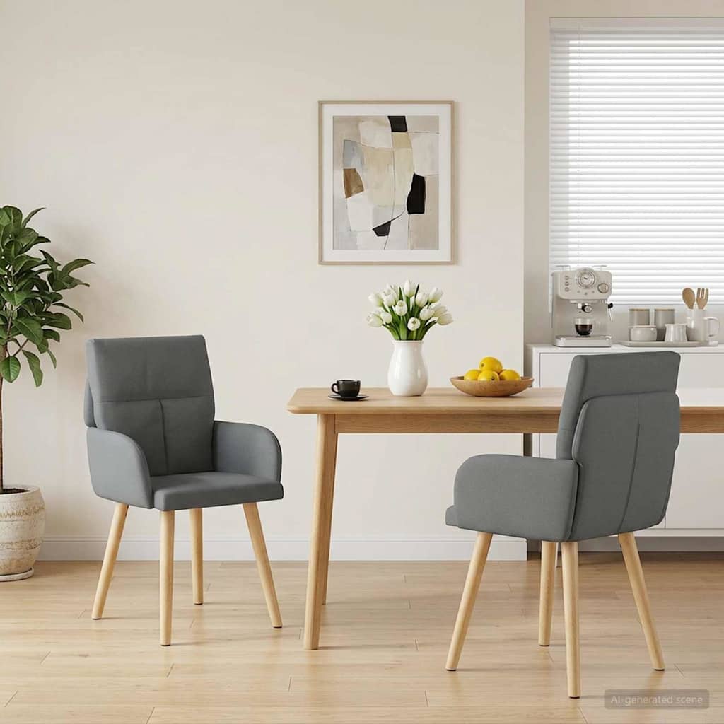 Valgomojo kėdės 2 pcs Audinys Tamsiai pilka 60 x 56 x 96 cm