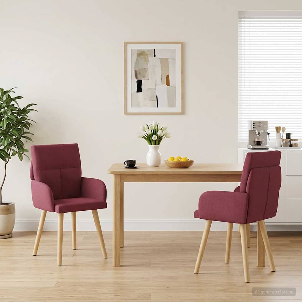 Valgomojo kėdės 2 pcs Audinys Vyno raudona 60 x 56 x 96 cm