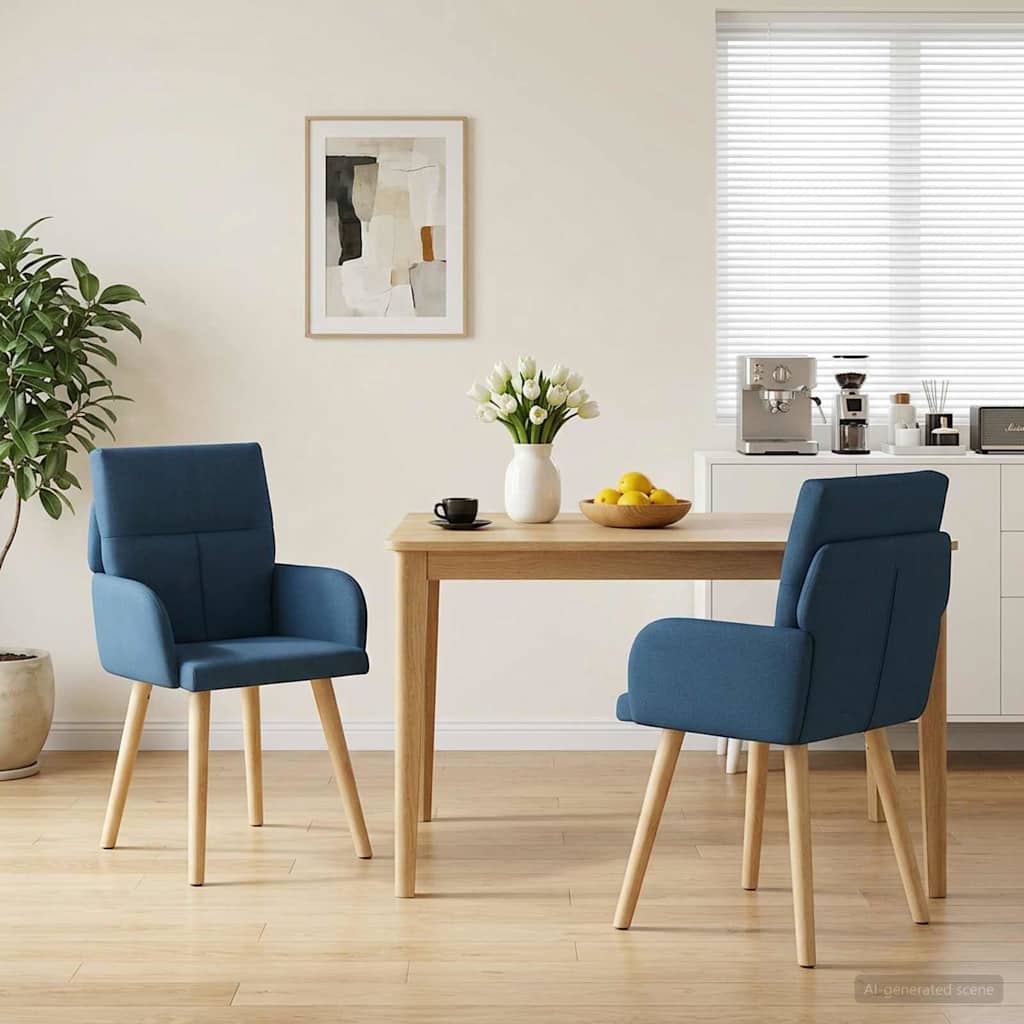 Valgomojo kėdės 2 pcs Audinys Mėlyna 60 x 56 x 96 cm