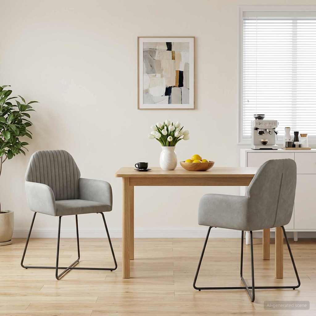 Valgomojo kėdės 2 pcs Aksomas Šviesiai pilka 55 x 50 x 84 cm