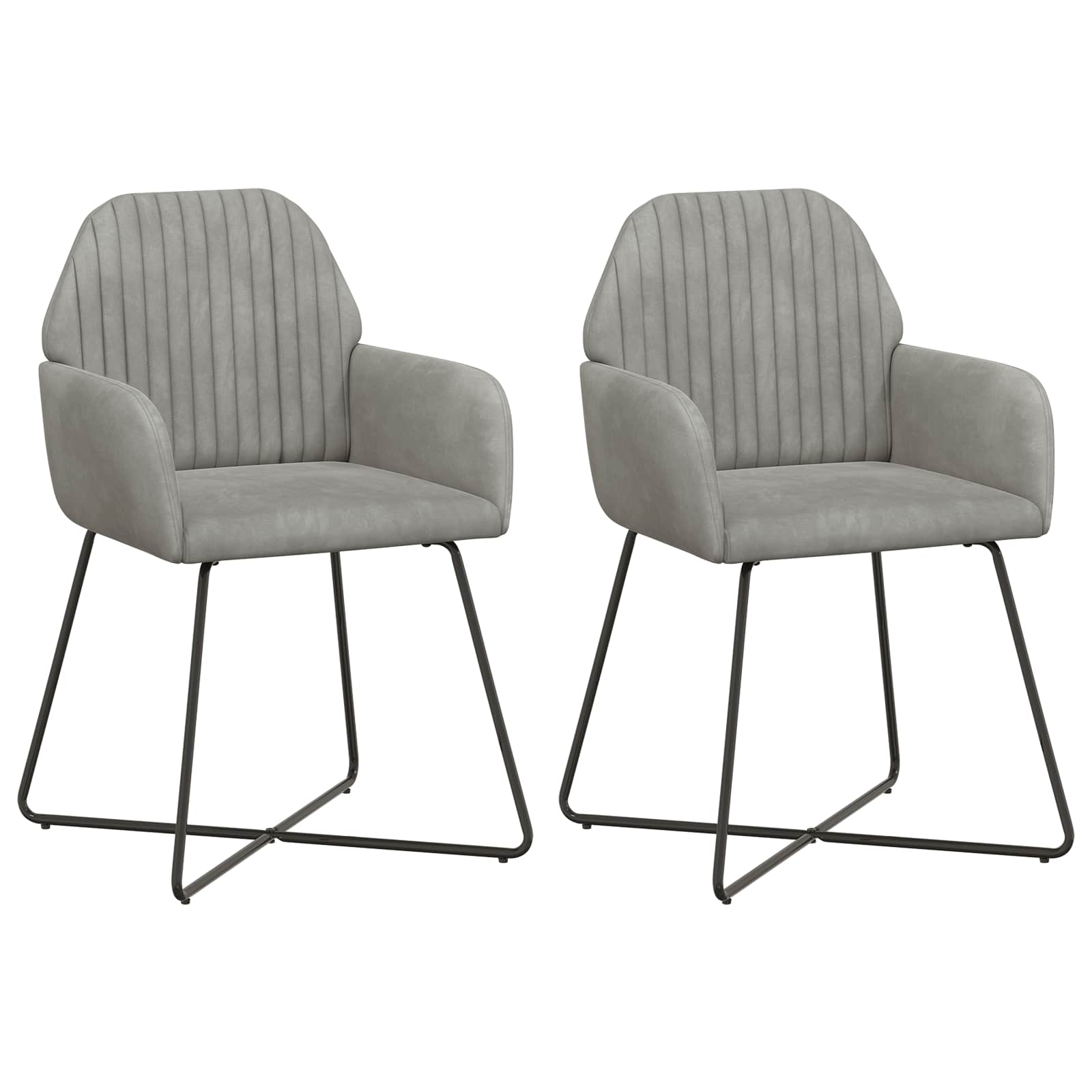 Valgomojo kėdės 2 pcs Aksomas Šviesiai pilka 55 x 50 x 84 cm