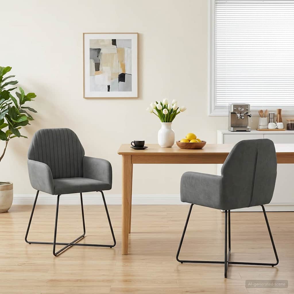 Valgomojo kėdės 2 pcs Aksomas Tamsiai pilka 55 x 50 x 84 cm
