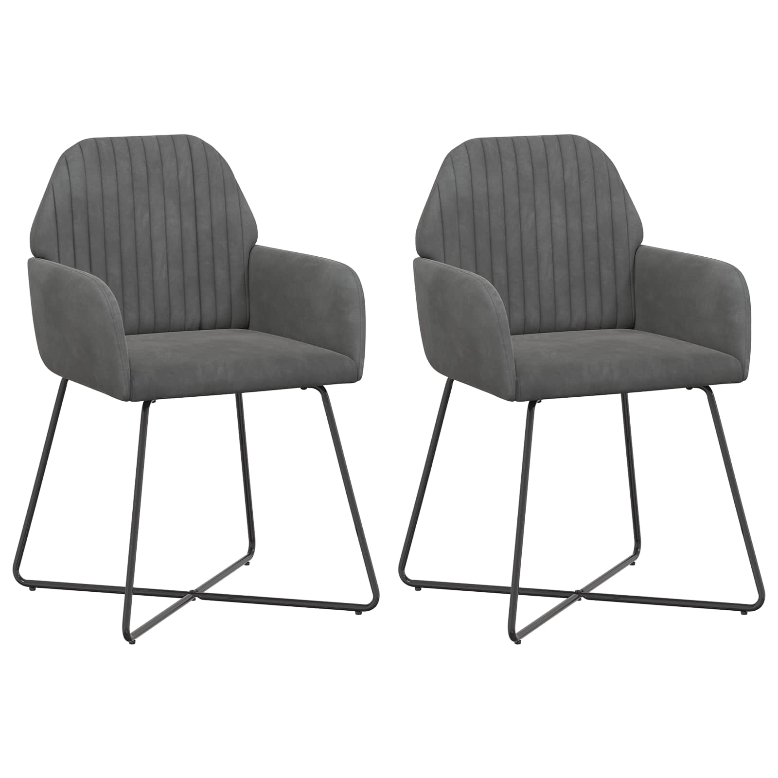 Valgomojo kėdės 2 pcs Aksomas Tamsiai pilka 55 x 50 x 84 cm