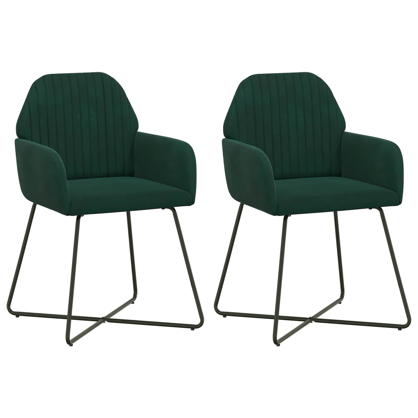 Valgomojo kėdės 2 pcs Aksomas Tamsiai žalia 55 x 50 x 84 cm