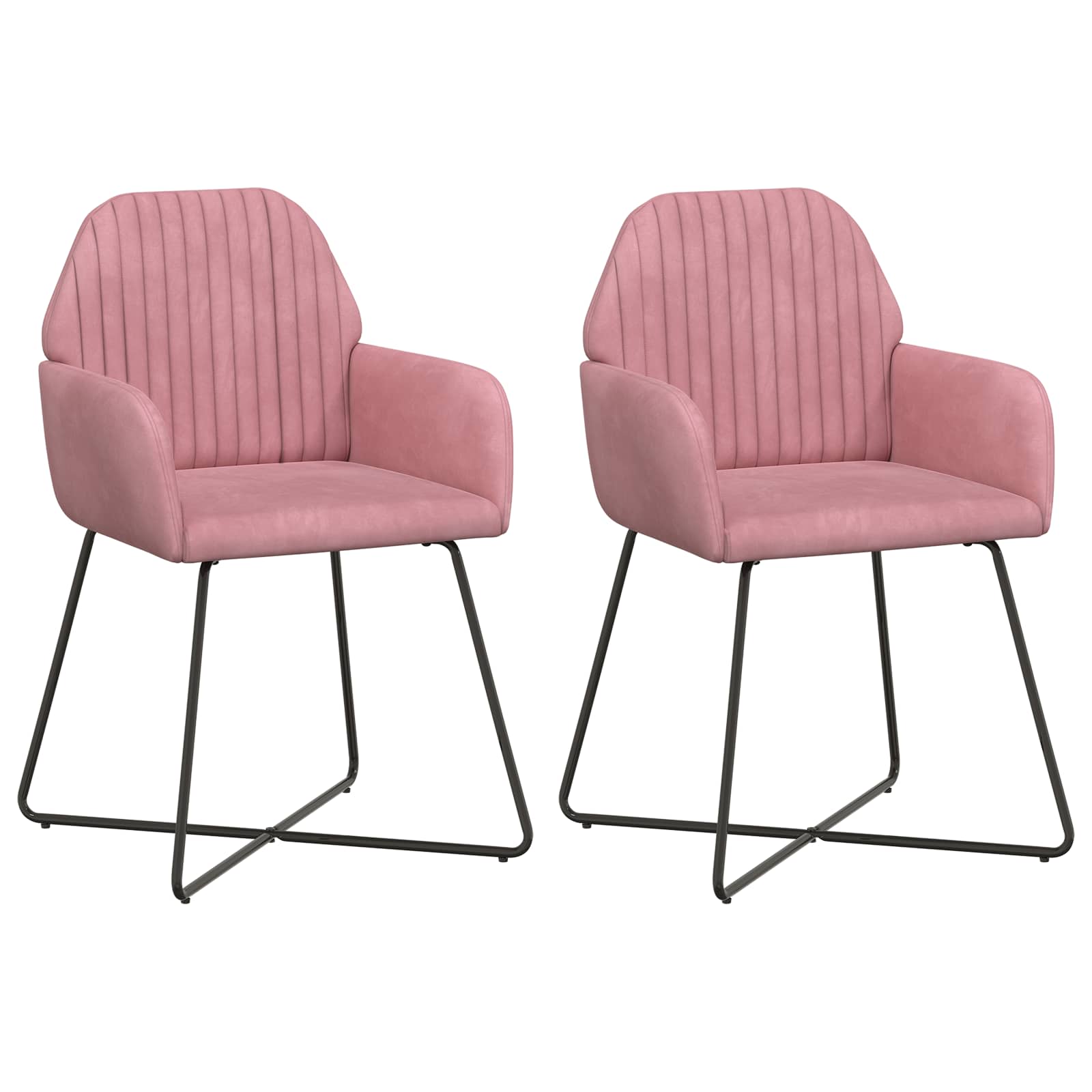Valgomojo kėdės 2 pcs Aksomas Rožinė 55 x 50 x 84 cm