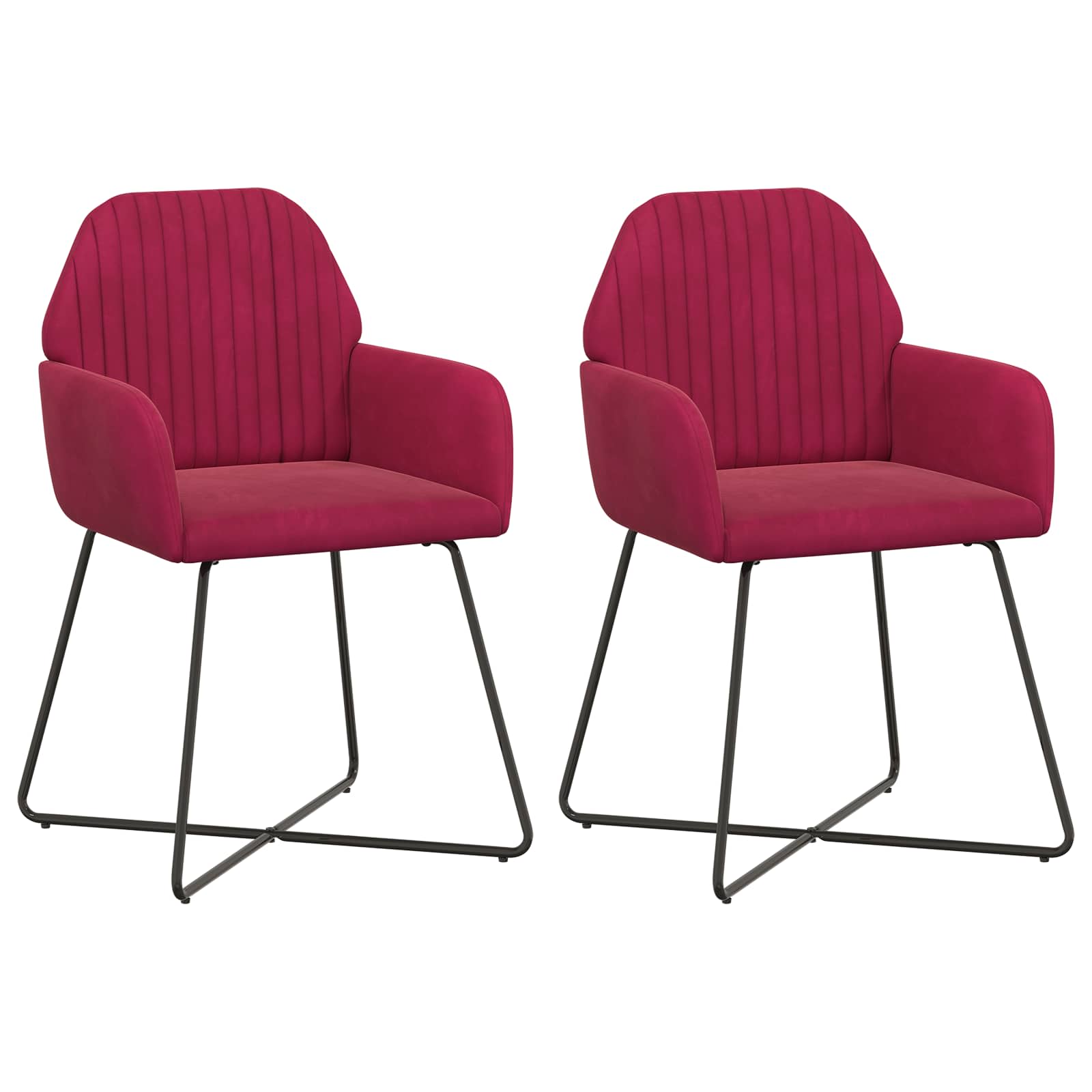 Valgomojo kėdės 2 pcs Aksomas Vyno raudona 55 x 50 x 84 cm
