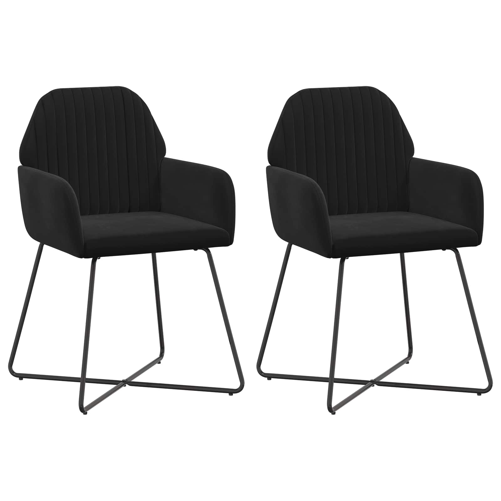 Valgomojo kėdės 2 pcs Aksomas Juoda 55 x 50 x 84 cm