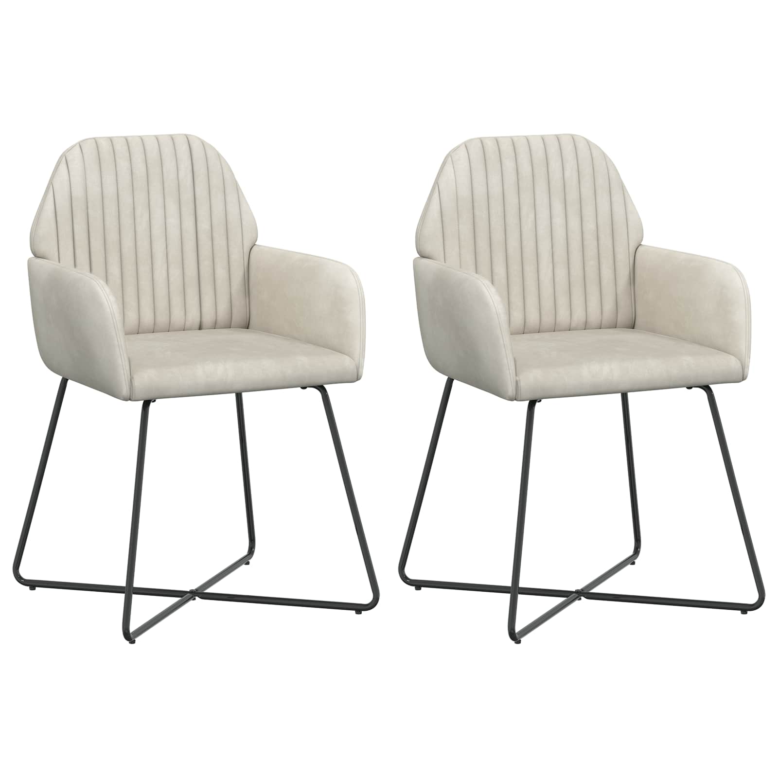 Valgomojo kėdės 2 pcs Aksomas Kreminė 55 x 50 x 84 cm