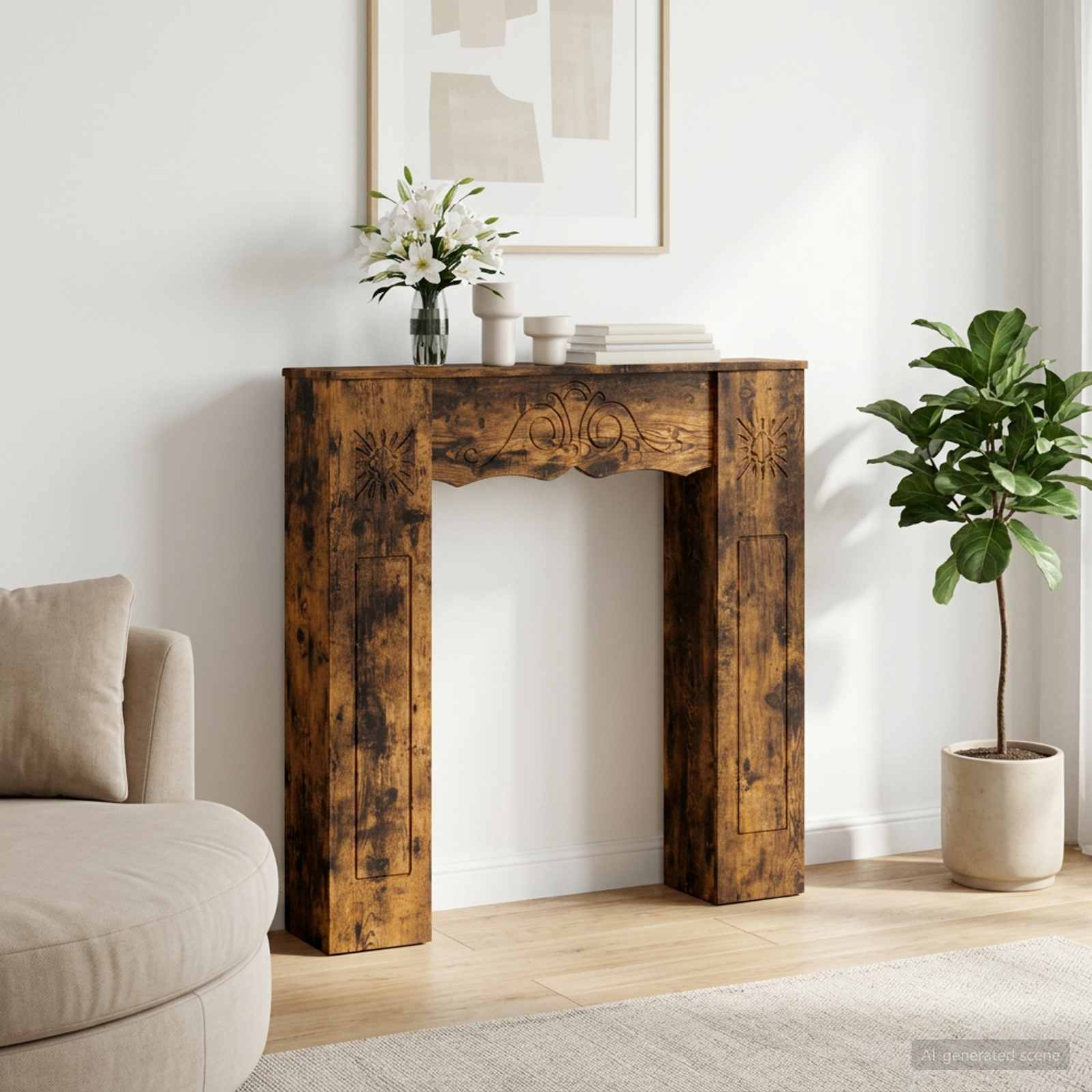 Židinio rėmas Dūminio ąžuolo 102 x 20 x 102 cm Apdirbta mediena