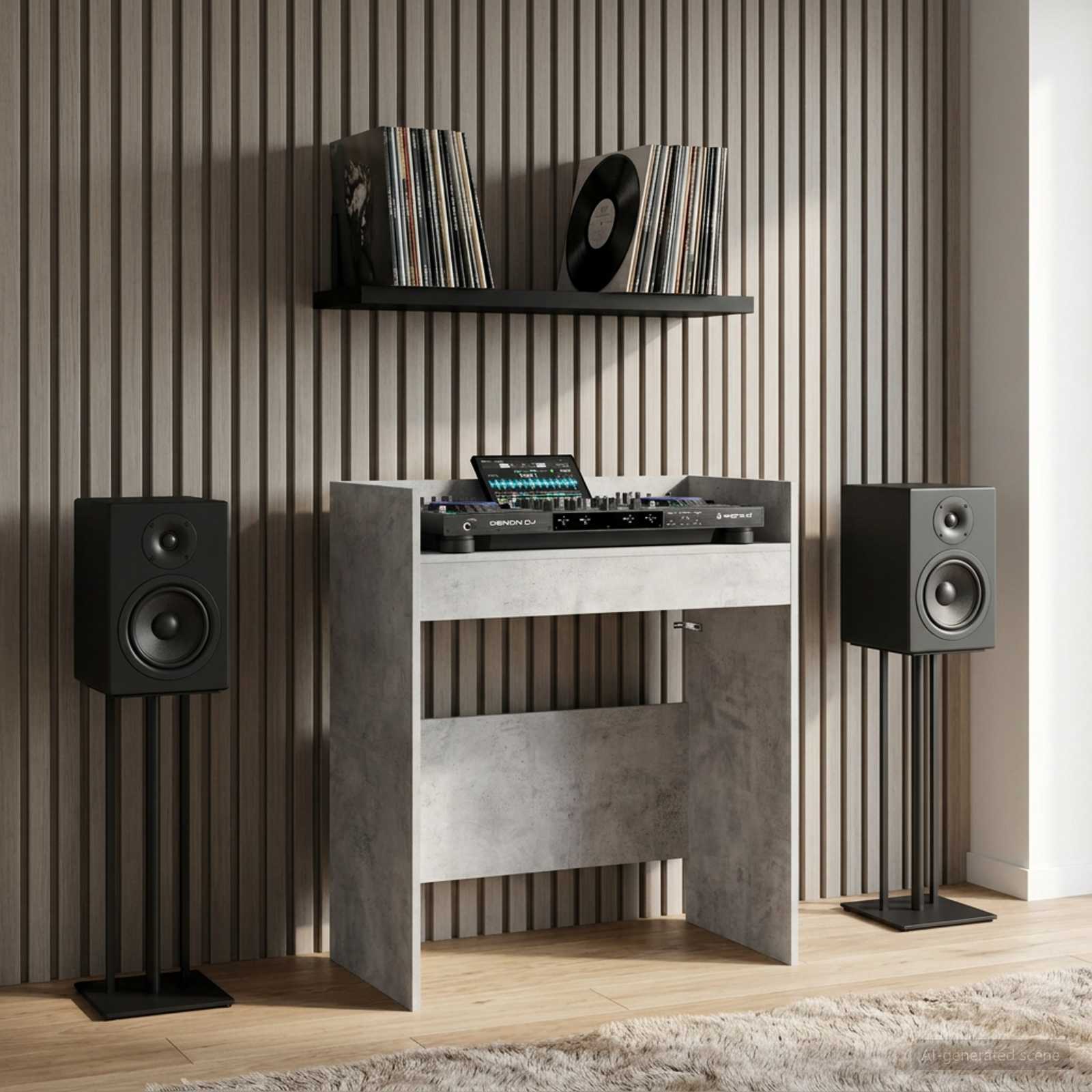 DJ stalas Betono pilka 102 x 45 x 102 cm Apdirbta mediena