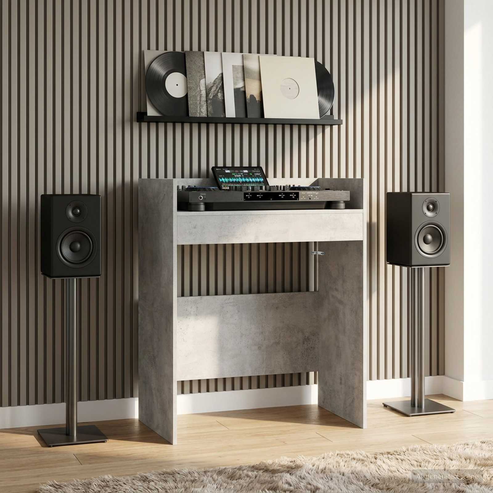 DJ stalas Betono pilka 82 x 45 x 102 cm Apdirbta mediena
