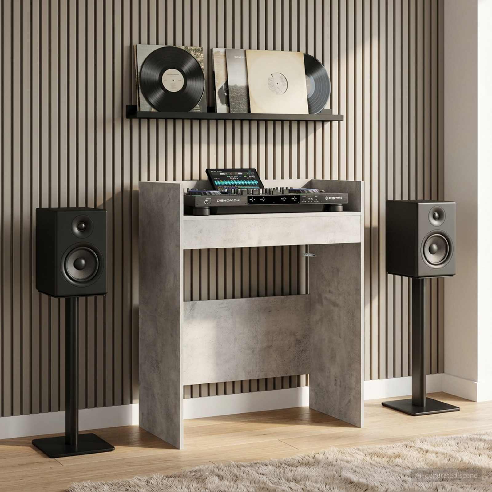 DJ stalas Betono pilka 62 x 45 x 102 cm Apdirbta mediena