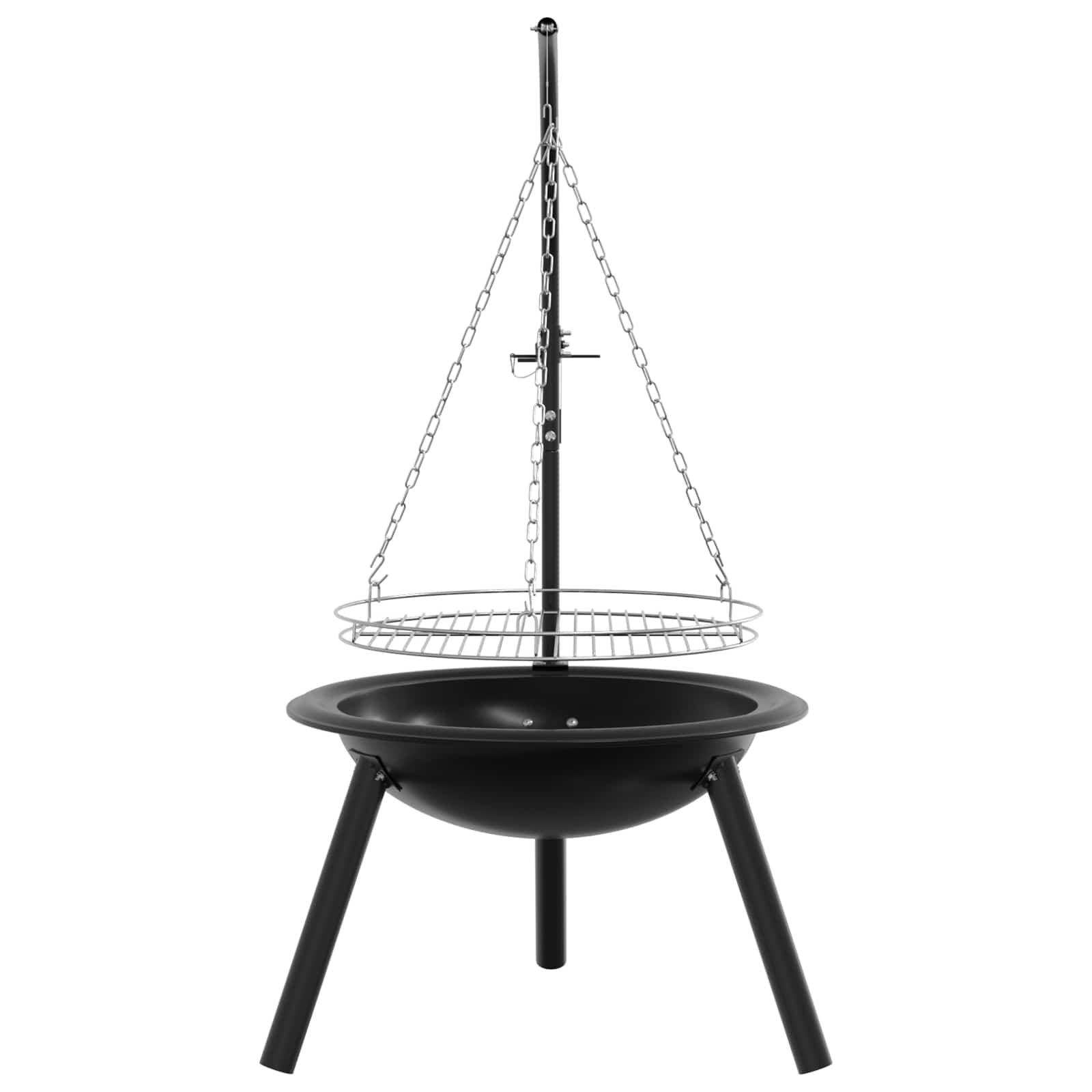 Ugnies duobė su reguliuojamomis grotelių ⌀55,5 x 107,5 cm Juoda
