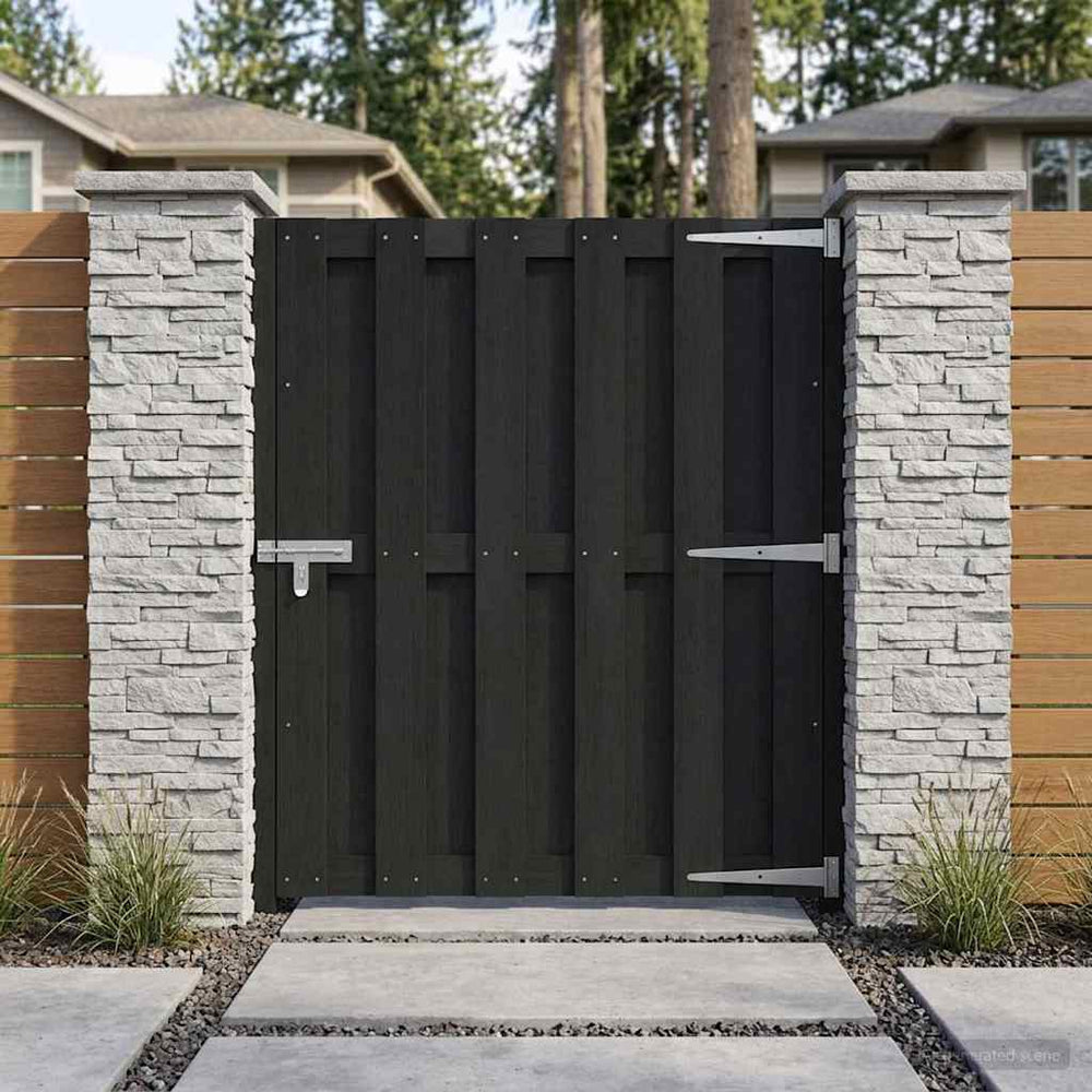 Sodo vartai 100 x 112 cm WPC ir aliuminis Juoda