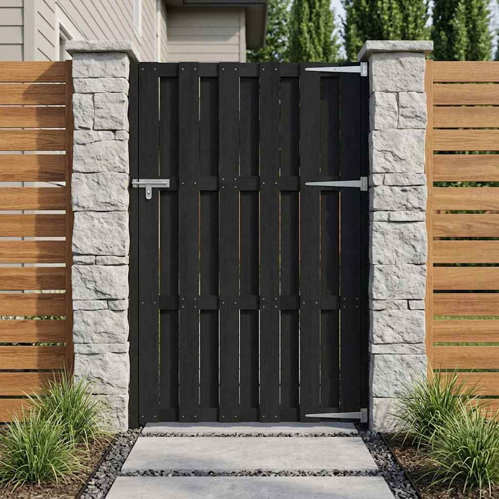 Sodo vartai 100 x 180 cm WPC ir aliuminis Juoda