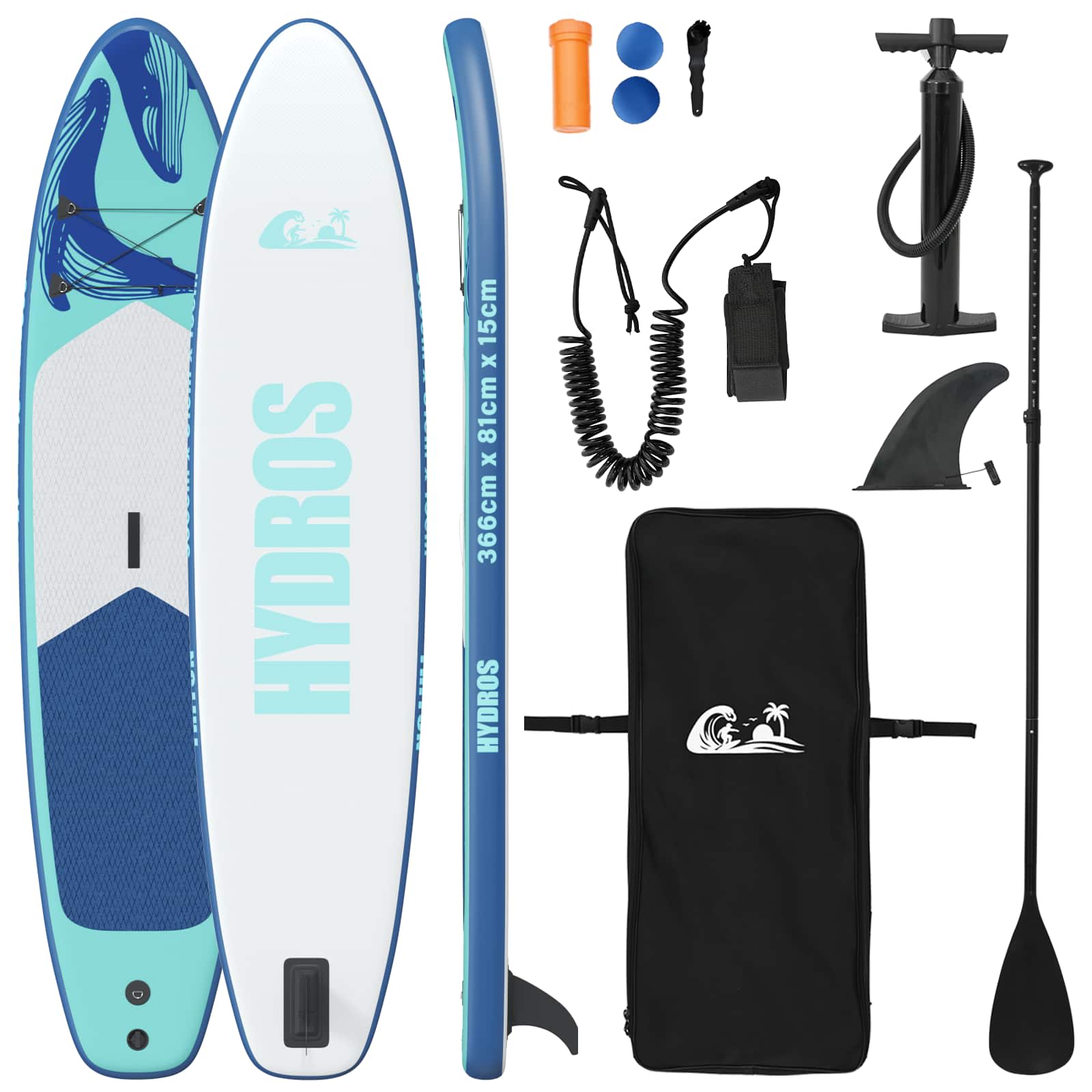 Pripučiamas Stand Up Paddle Board HYDROS 366 x 81 x 15 cm