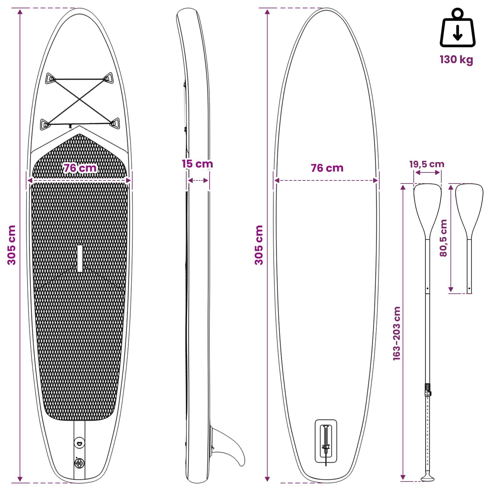 SUP lenta su sėdyne 2-in-1 APEX 305 x 76 x 15 cm Mėlyna skirta