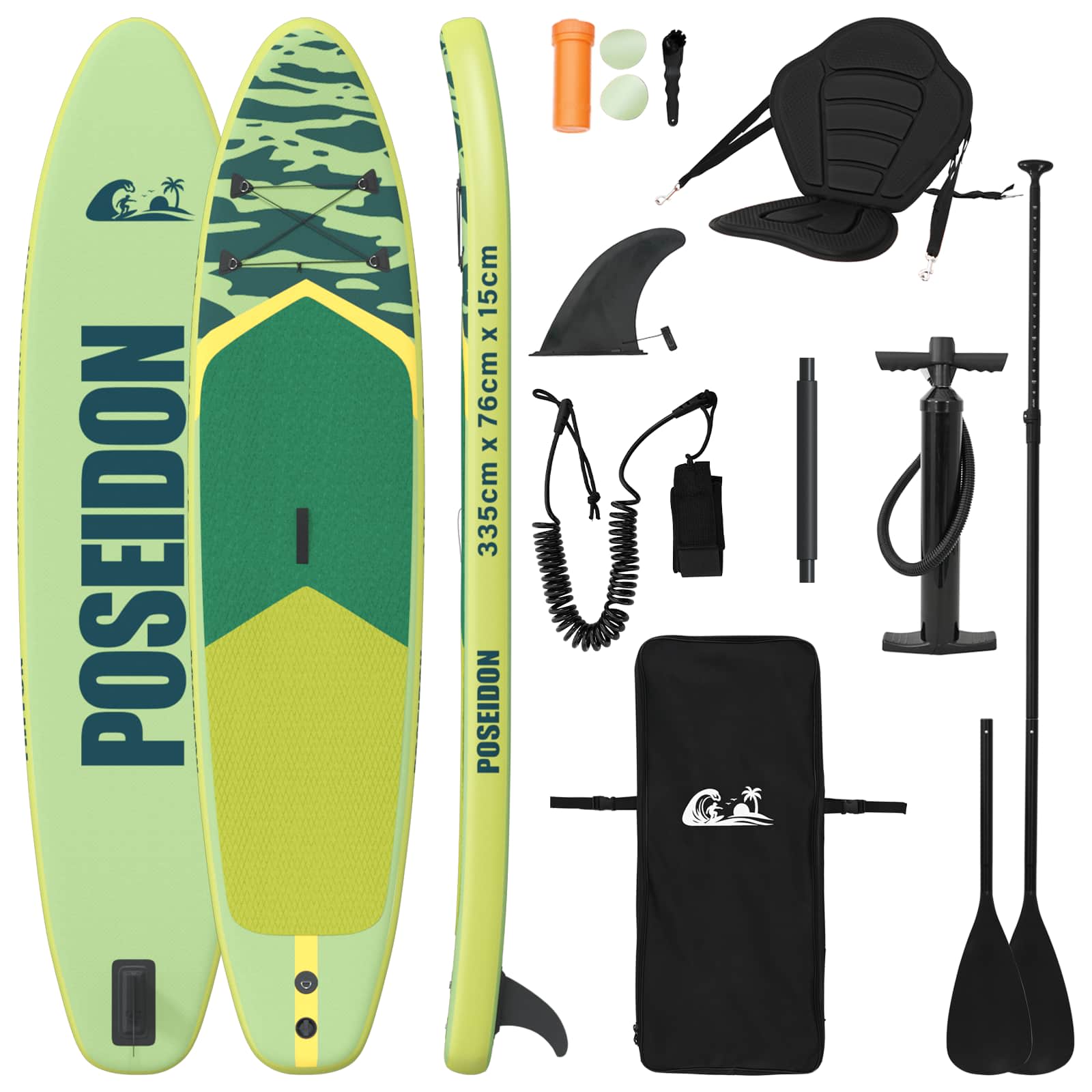 SUP lenta su sėdyne 2-in-1 POSEIDON 335 x 76 x 15 cm Žalia