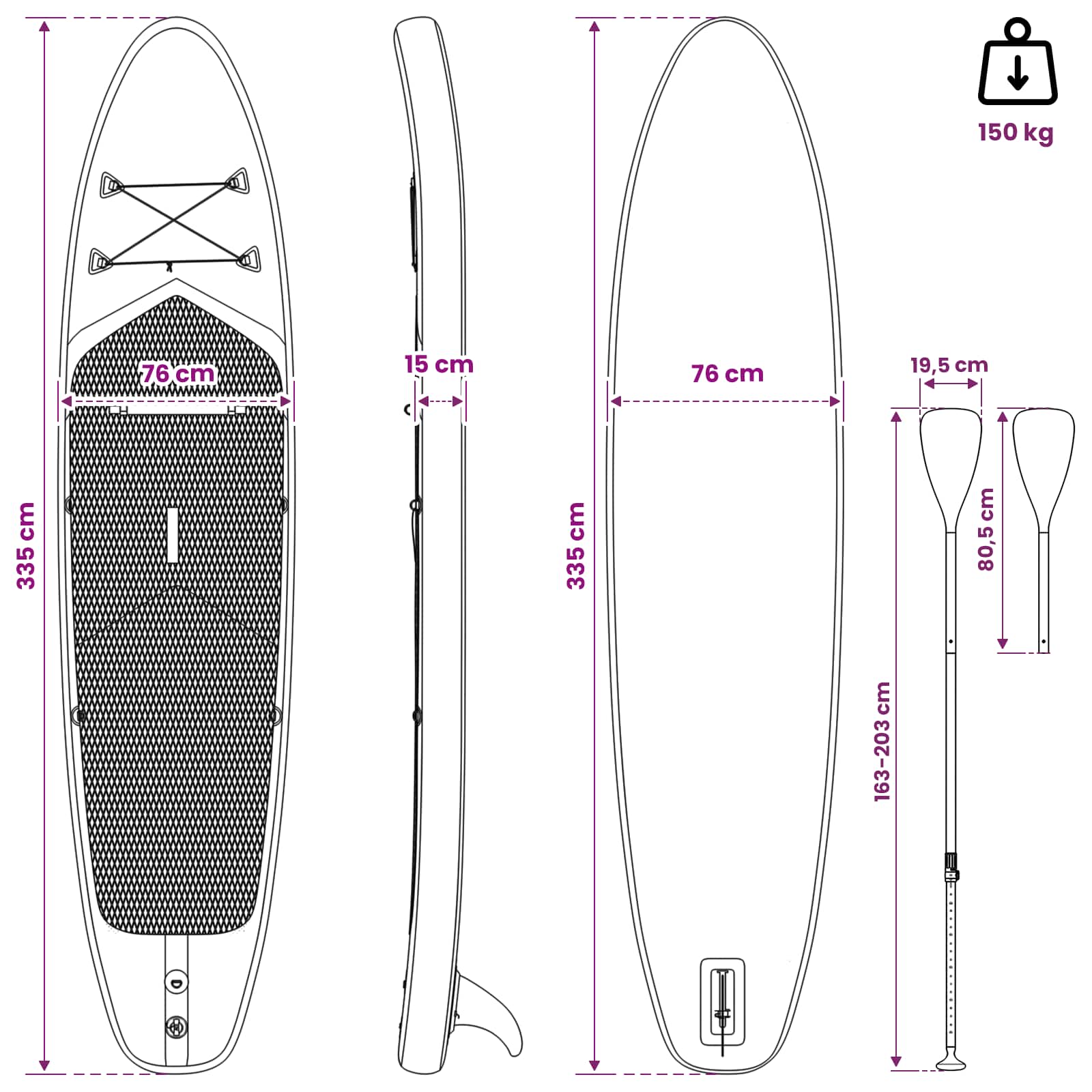 SUP lenta su sėdyne 2-in-1 APEX 335 x 76 x 15 cm Mėlyna skirta