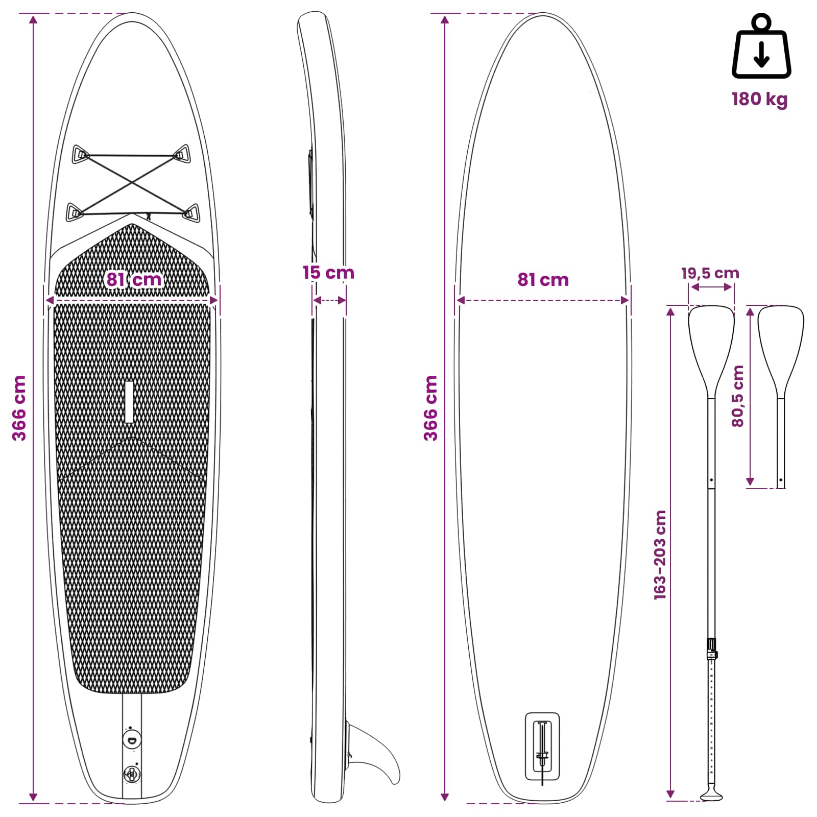 SUP lenta su sėdyne 2-in-1 TRITON 366 x 81 x 15 cm Mėlyna