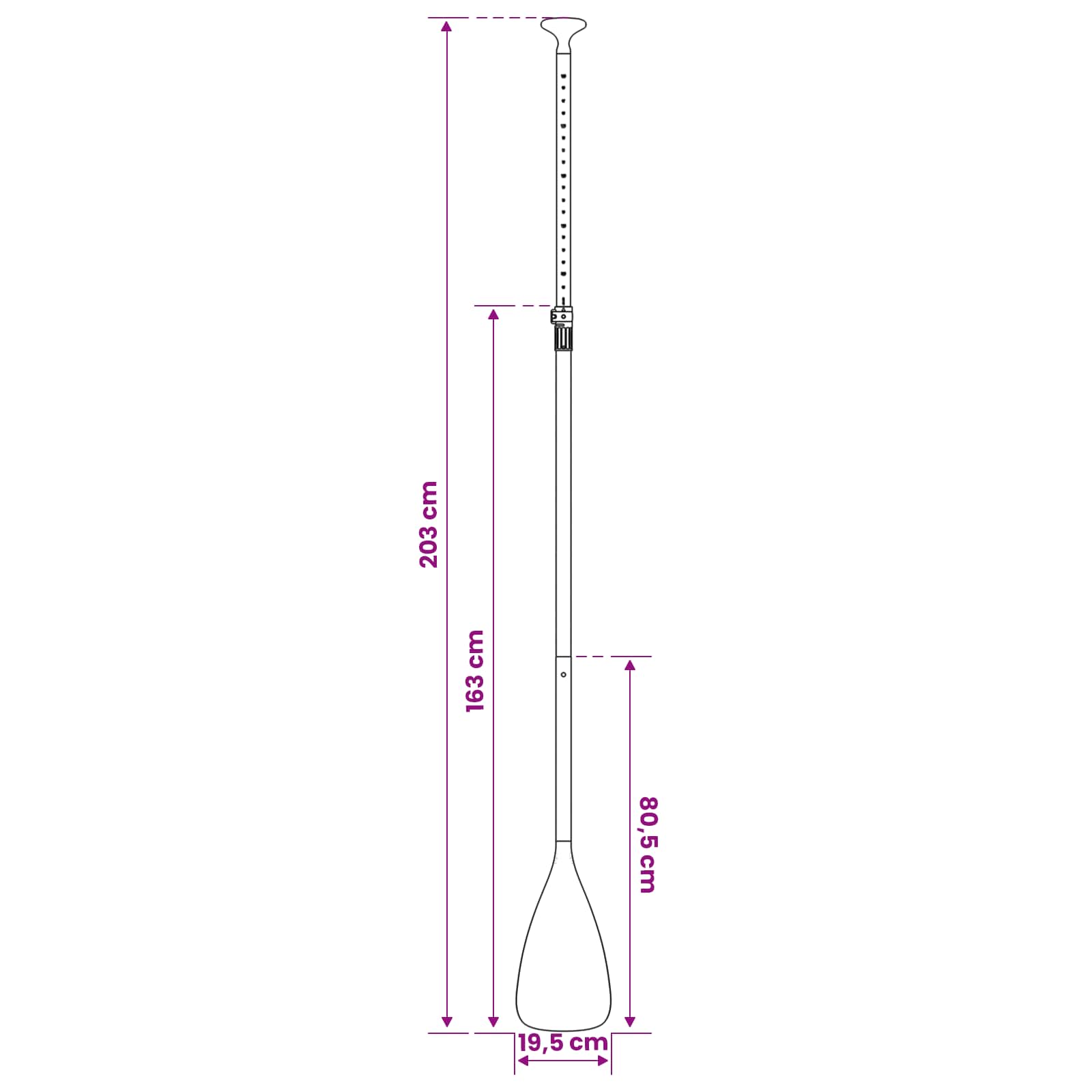 2 in 1 baidarė ir SUP irklas 203 x 19,5 cm Juoda